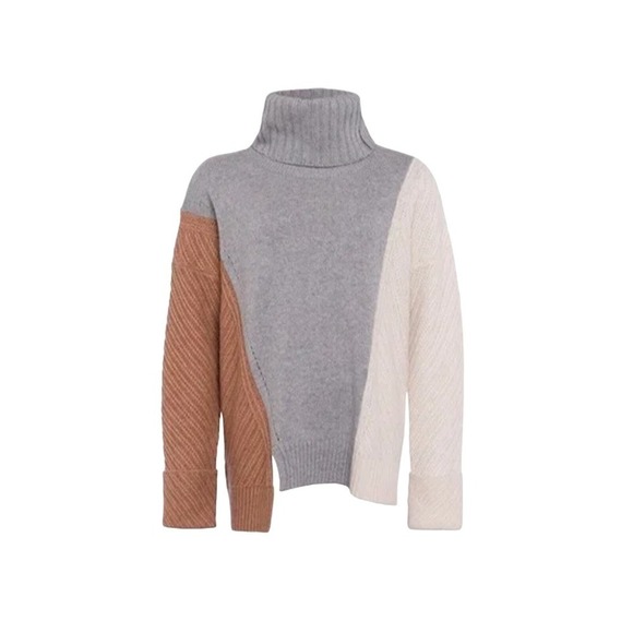 French Connection Viola Knits High Neck Jumper Color Block Sweater XS NWT $168 - Picture 5 of 10